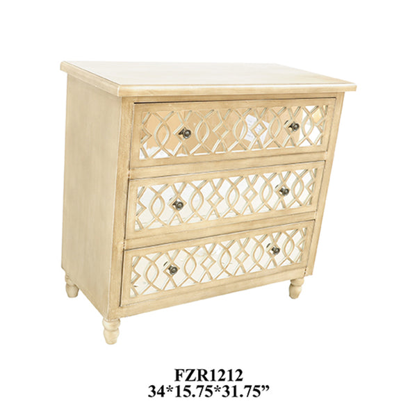 Crestview Veranda 3 Drawer Sandstone and Mirror Chest CVFZR1212