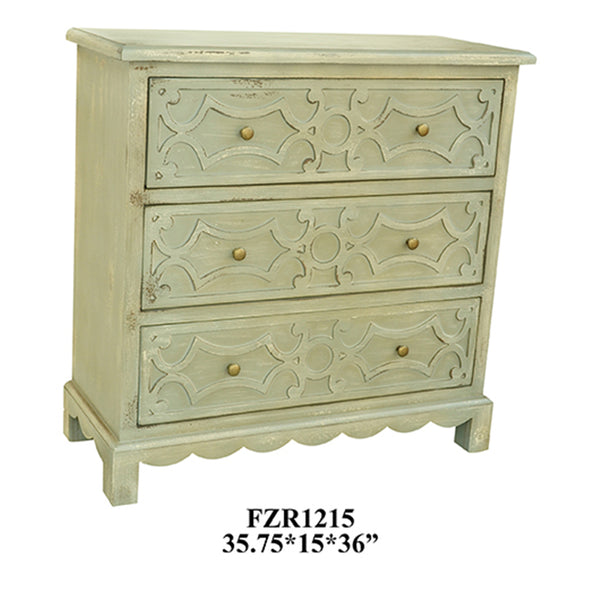 Crestview Aspen Distressed 3 Drawer Chest CVFZR1215