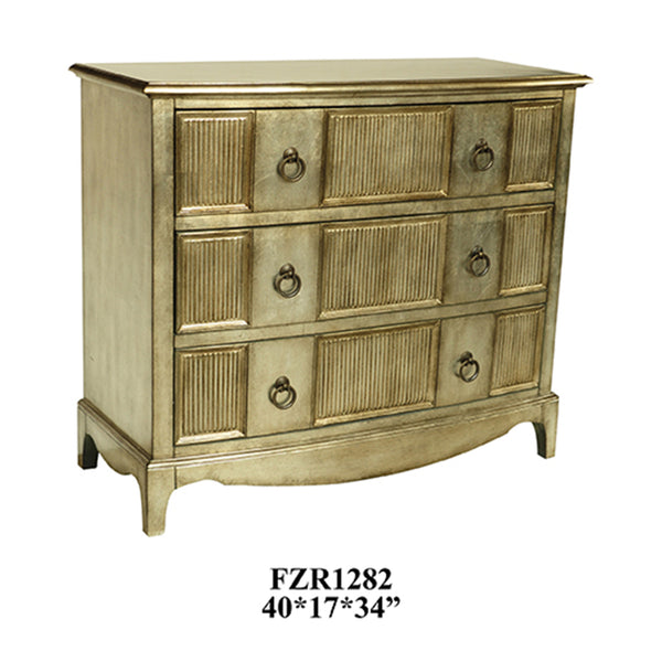 Crestview Beverly Gold Leaf 3 Drawer Chest CVFZR1282