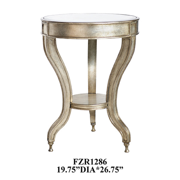 Crestview Beverly Gold Leaf Mirrored Accent Table CVFZR1286