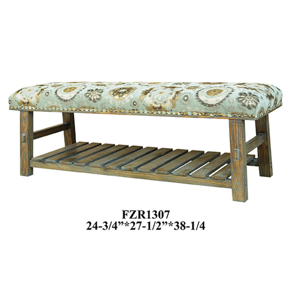 Crestview Hillcrest Rustic Frame & Pattern Bench CVFZR1307