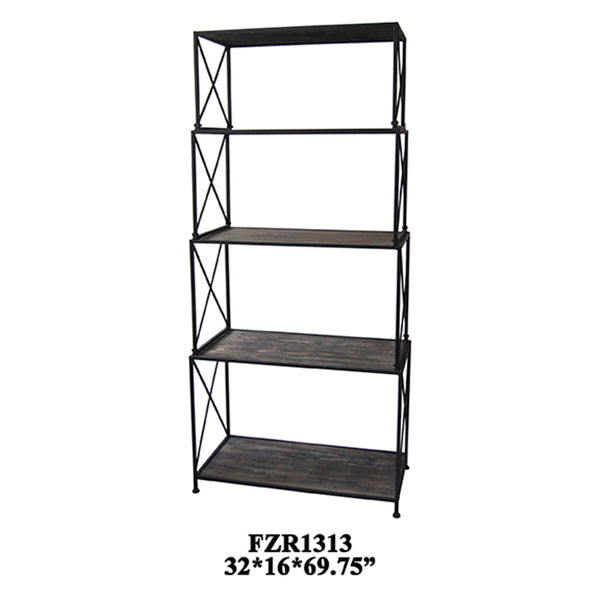Crestview Cumberland Metal and Smoked Wood Etagere CVFZR1313
