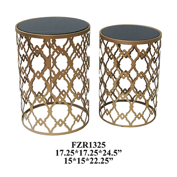Crestview Monaco Gold and Black Mirror Tables CVFZR1325