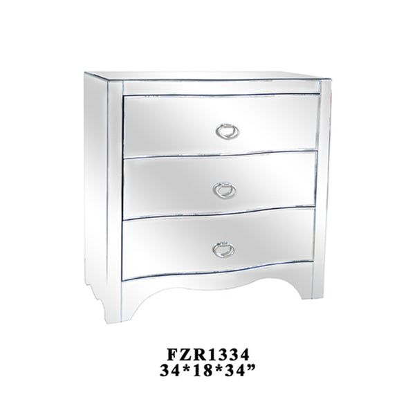 Crestview Millenium Bent Mirrored 3 Drawer Chest CVFZR1334