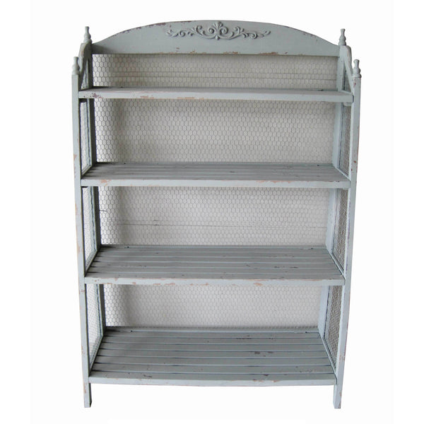 Crestview Lydia Pale Grey and Chicken Wire Bookshelf CVFZR1512