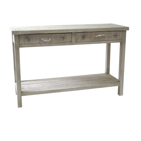 Crestview Seaside White Coastal Console Table CVFZR1520