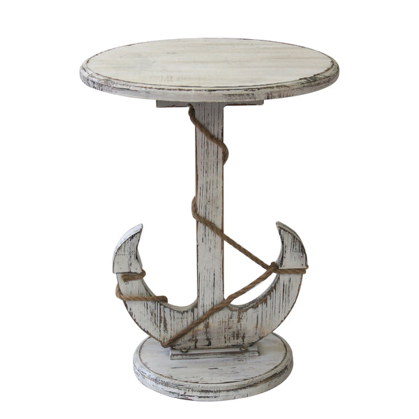 Crestview Harbor Distressed White Anchor Table CVFZR1527