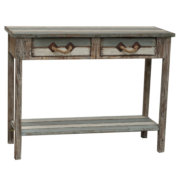 Crestview Nantucket 2 Drawer Weathered Wood Console CVFZR696