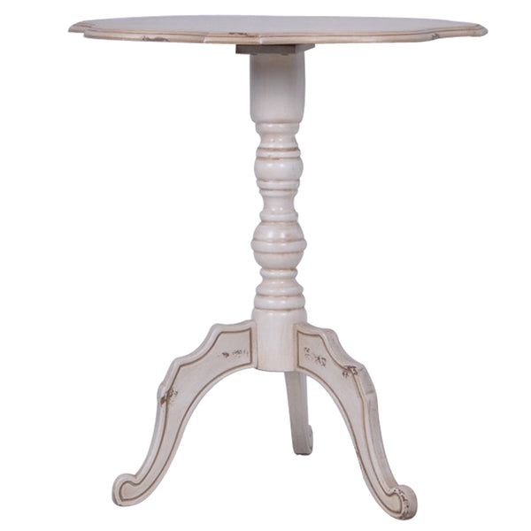 Crestview Ashleigh Scalloped Ant White Accent Table CVFZR786