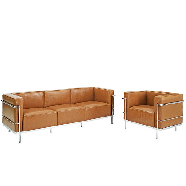 Charles Grande Sofa and Armchair Leather Set Of 2