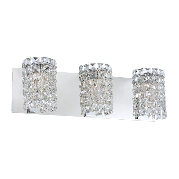 Queen 3 Light Vanity In Chrome And Clear Crystal Glass