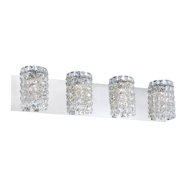 Queen 4 Light Vanity In Chrome And Clear Crystal Glass