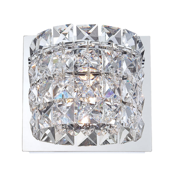 Rondell 1 Light Vanity In Chrome And Clear Crystal Glass