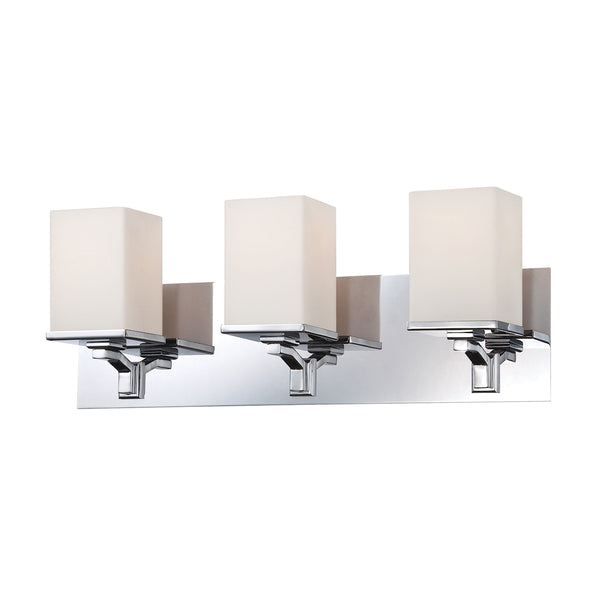 Ramp 3 Light Vanity In Chrome And White Opal Glass