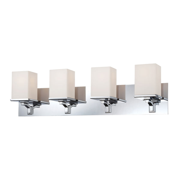 Ramp 4 Light Vanity In Chrome And White Opal Glass