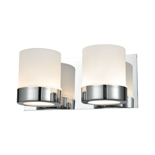 Mulholland 2 Light Vanity In Chrome And Opal Glass