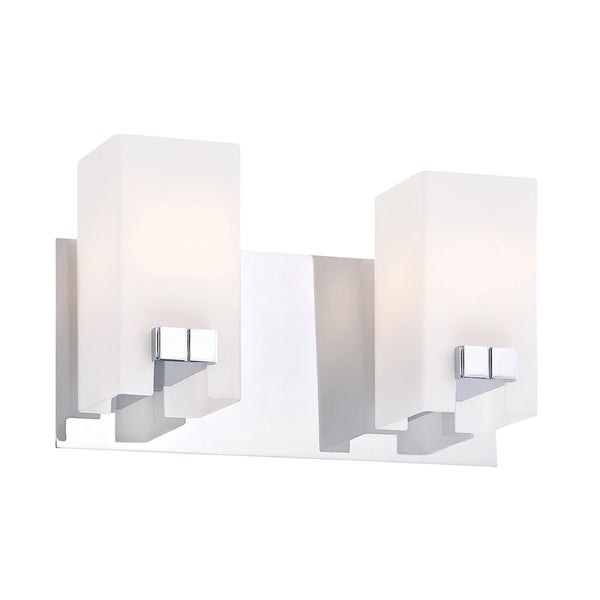 Gemelo 2 Light Vanity In Chrome And White Opal Glass