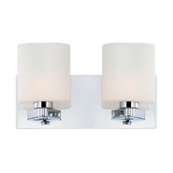 Embro 2 Light Vanity In Chrome And Oval White Opal Glass