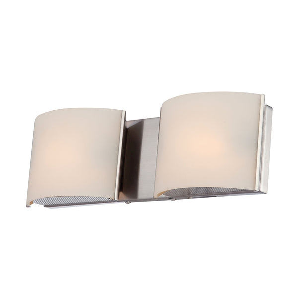 Pandora 2 Light Vanity In Satin Nickel And White Opal Glass