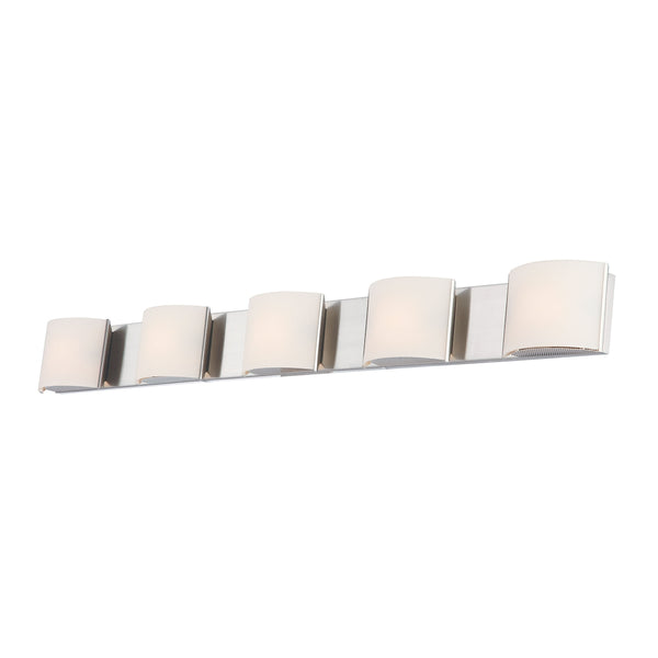 Pandora 5 Light Vanity In Chrome And White Opal Glass