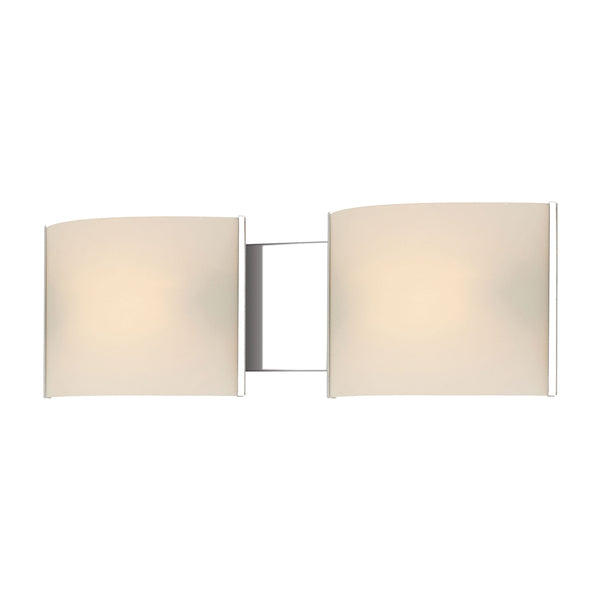 Pannelli 2 Light Vanity In Chrome And Hand-Moulded White Opal Glass