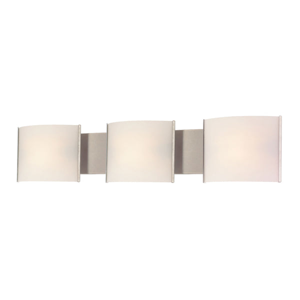 Pannelli 3 Light Vanity In Stainless Steel And Hand-Moulded White Opal Glass
