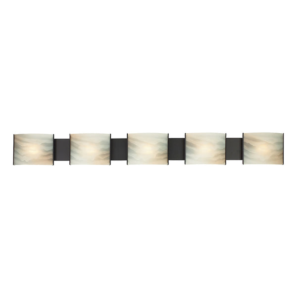 Pannelli 5 Light Vanity In Oil Rubbed Bronze And Hand-Moulded Honey Alabaster Glass