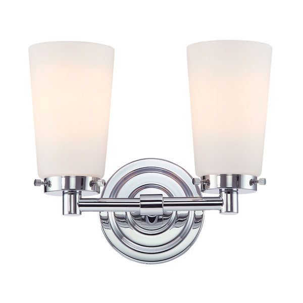 Madison 2 Light Vanity In Chrome And White Opal Glass