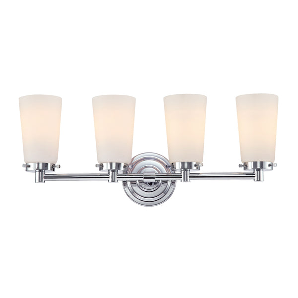 Madison 4 Light Vanity In Chrome And White Opal Glass