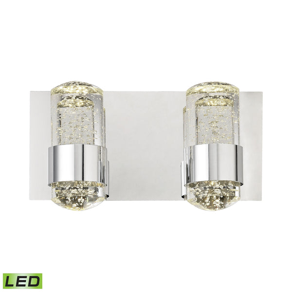 Surrey 2 Light LED Vanity In Chrome And Bubbled Glass