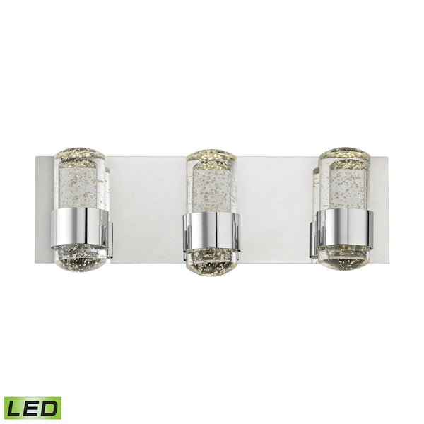 Surrey 3 Light LED Vanity In Chrome And Bubbled Glass