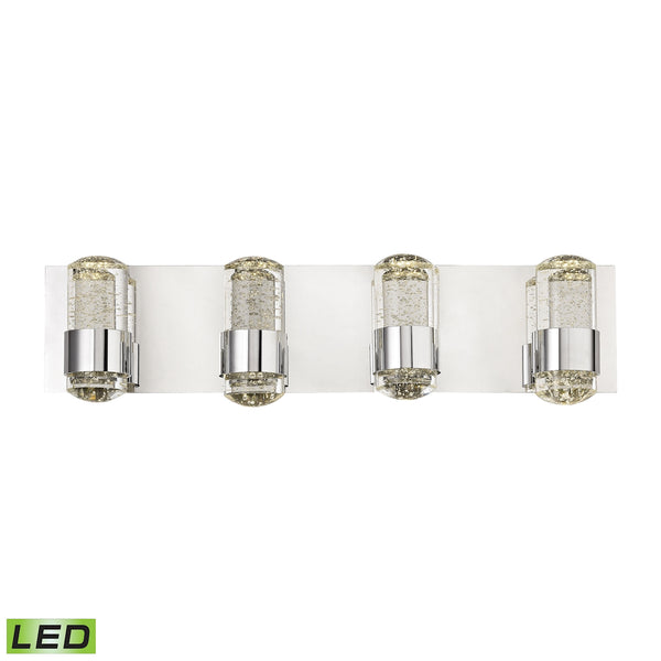 Surrey 4 Light LED Vanity In Chrome And Bubbled Glass