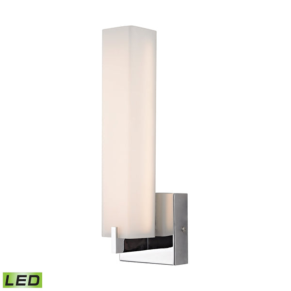 Moderno LED 1 Light Wall Sconce In Chrome And White Opal Glass