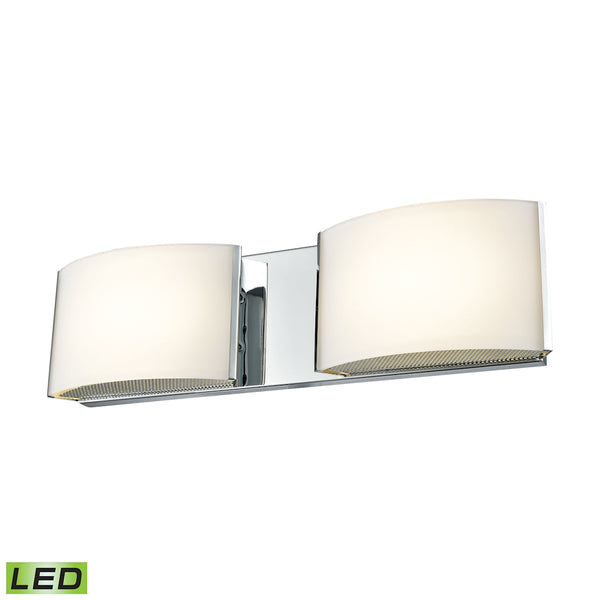 Pandora LED 2 Light LED Vanity In Chrome And Opal Glass