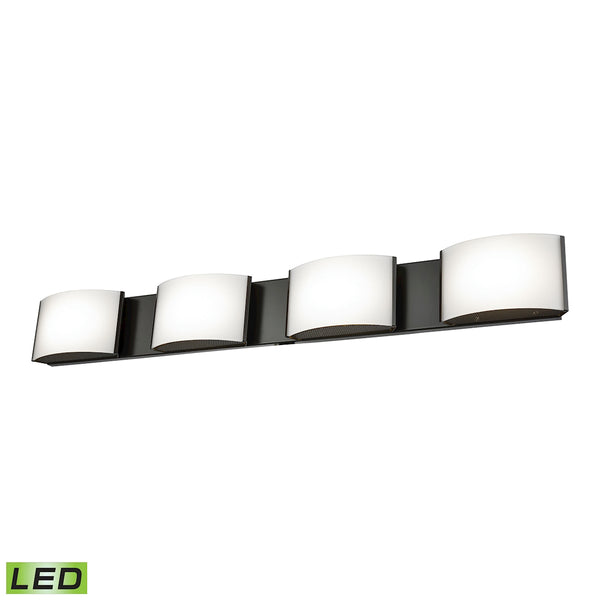Pandora LED 4 Light LED Vanity In Oiled Bronze And Opal Glass