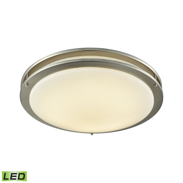 Clarion 18" LED Flush In Brushed Nickel With A White Acrylic Diffuser