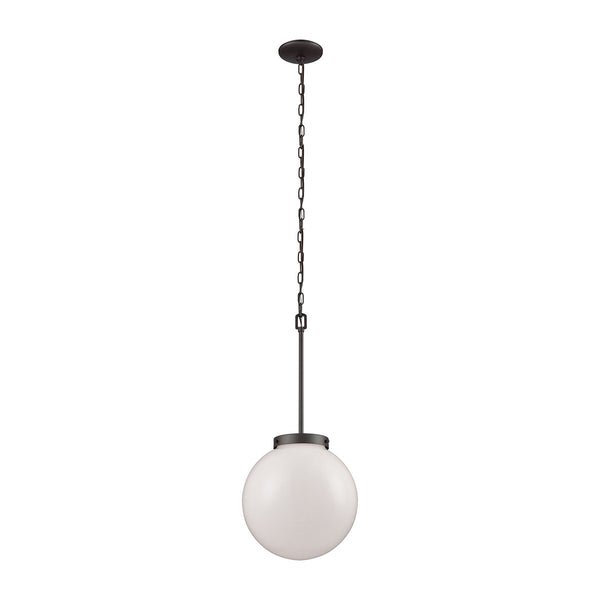 Beckett 1 Light Pendant In Oil Rubbed Bronze With Opal White Glass