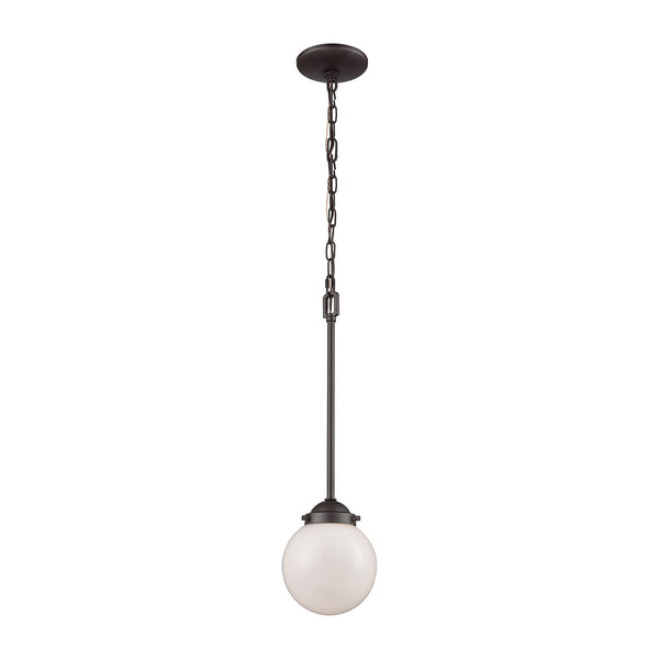 Beckett 1 Light Pendant In Oil Rubbed Bronze With Opal White Glass