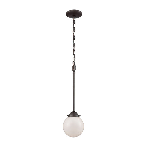 Beckett 1 Light Pendant In Oil Rubbed Bronze With Opal White Glass