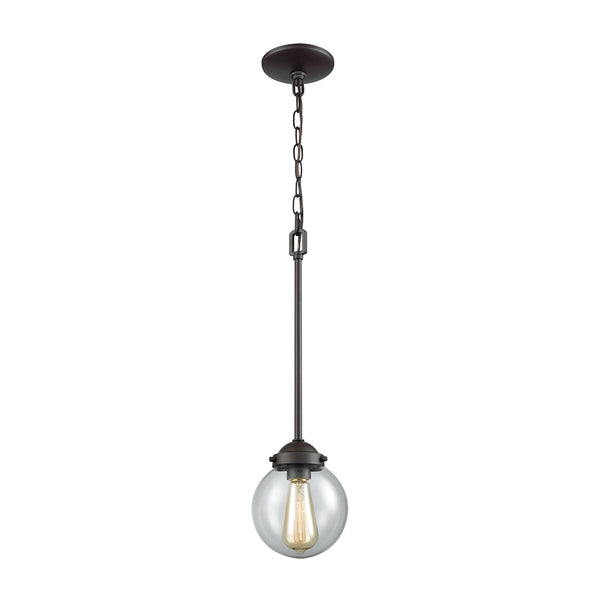 Beckett 1 Light Pendant In Oil Rubbed Bronze With Clear Glass