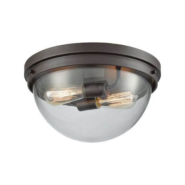 Beckett 2 Light Flush Mount In Oil Rubbed Bronze With Clear Glass