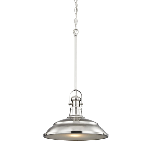 Blakesley 1 Light Pendant In Brushed Nickel With Frosted Glass.