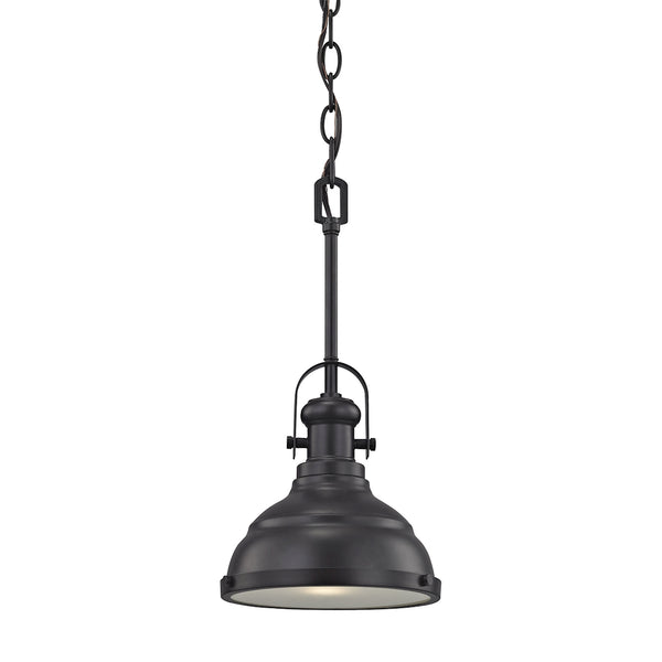 Blakesley 1 Light Pendant In Oil Rubbed Bronze With Frosted Glass.