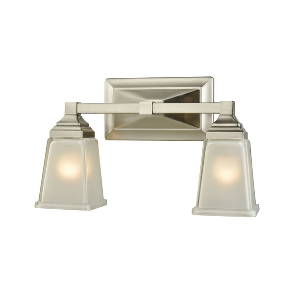 Sinclair 2 Light Bath In Brushed Nickel With Frosted Glass