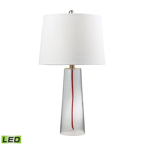 Clear Glass LED Table Lamp With Red Cord