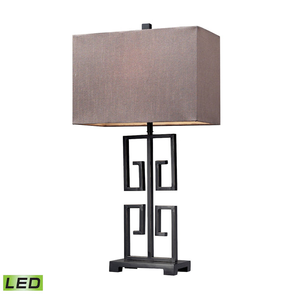 Greek Key LED Table Lamp in Dark Bronze