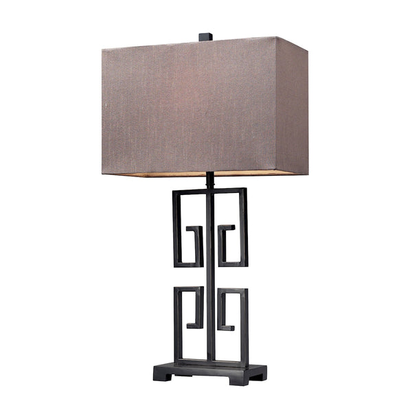 Greek Key Table Lamp in Dark Bronze