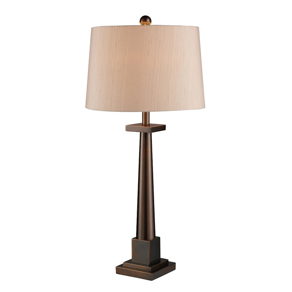 Lock Haven Table Lamp In Dunbrook With Cream Textured Shuntung Shade