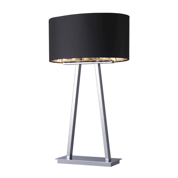 Trump Home Empire 2 Light Table Lamp In Chrome With Black Shade