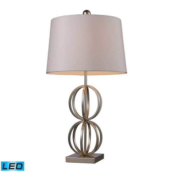 Donora LED Table Lamp In Silver Leaf With Milano Off White Shade